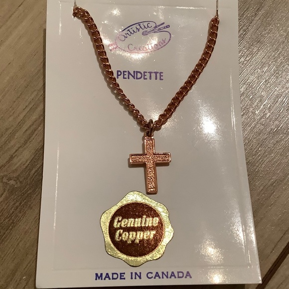 New vintage Copper cross pendette - Picture 3 of 4